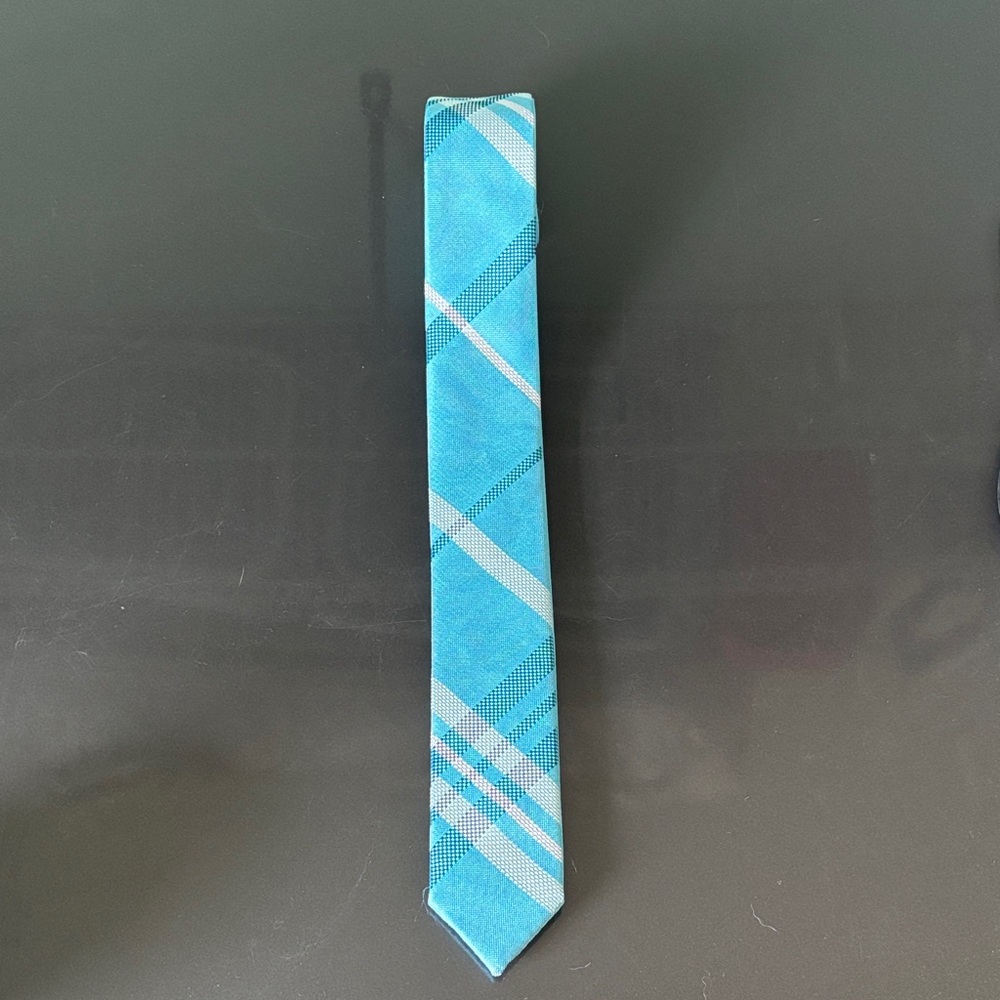 Express Reversible Teal and Light Blue Plaid Tie